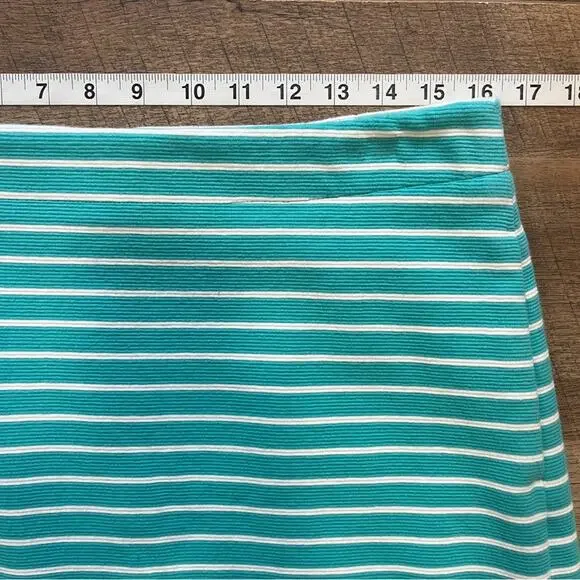 Talbots Turquoise White Textured Knit Skirt Pencil Pockets Womens Size 6 Mini - Picture 5 of 12